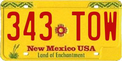NM license plate 343TOW