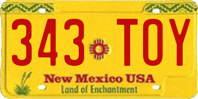NM license plate 343TOY