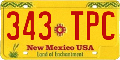 NM license plate 343TPC