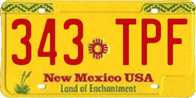NM license plate 343TPF