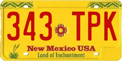 NM license plate 343TPK