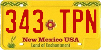 NM license plate 343TPN
