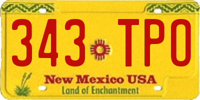 NM license plate 343TPO