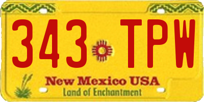 NM license plate 343TPW