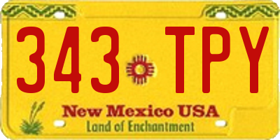 NM license plate 343TPY