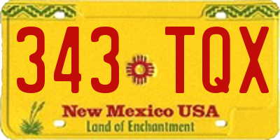 NM license plate 343TQX