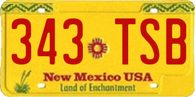 NM license plate 343TSB