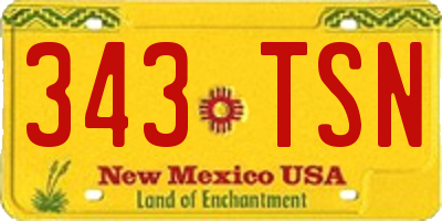 NM license plate 343TSN