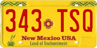 NM license plate 343TSQ