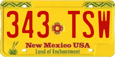NM license plate 343TSW