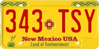 NM license plate 343TSY