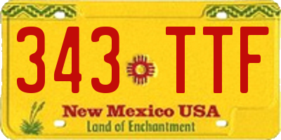 NM license plate 343TTF