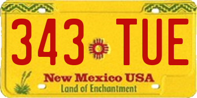 NM license plate 343TUE