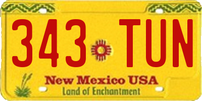 NM license plate 343TUN