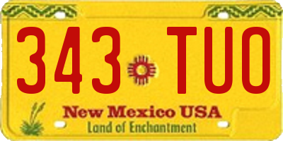 NM license plate 343TUO
