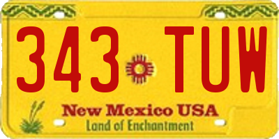 NM license plate 343TUW
