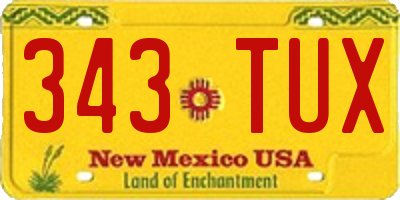 NM license plate 343TUX