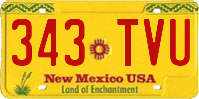 NM license plate 343TVU
