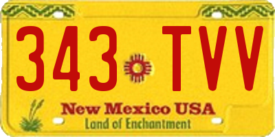 NM license plate 343TVV