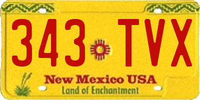 NM license plate 343TVX