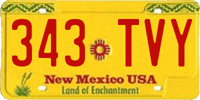 NM license plate 343TVY