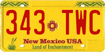 NM license plate 343TWC