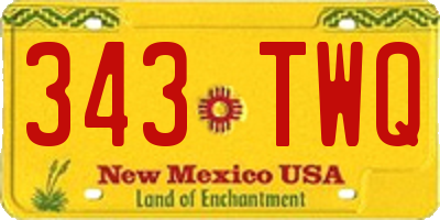 NM license plate 343TWQ