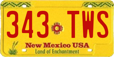 NM license plate 343TWS