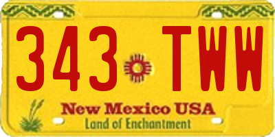 NM license plate 343TWW