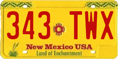 NM license plate 343TWX