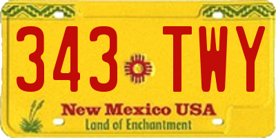NM license plate 343TWY