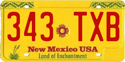 NM license plate 343TXB