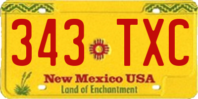 NM license plate 343TXC