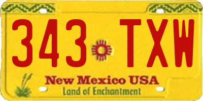 NM license plate 343TXW