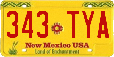 NM license plate 343TYA