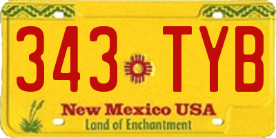 NM license plate 343TYB