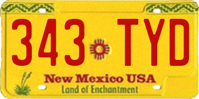 NM license plate 343TYD
