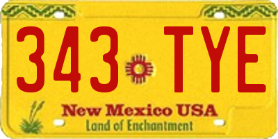 NM license plate 343TYE