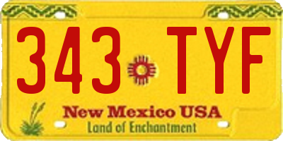 NM license plate 343TYF