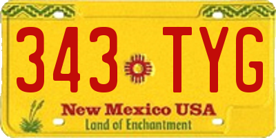 NM license plate 343TYG
