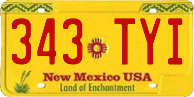 NM license plate 343TYI