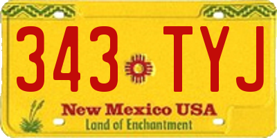 NM license plate 343TYJ