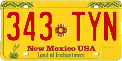 NM license plate 343TYN