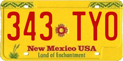 NM license plate 343TYO