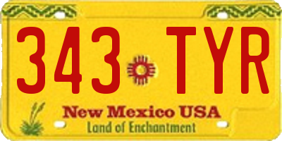 NM license plate 343TYR
