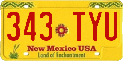 NM license plate 343TYU