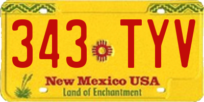 NM license plate 343TYV