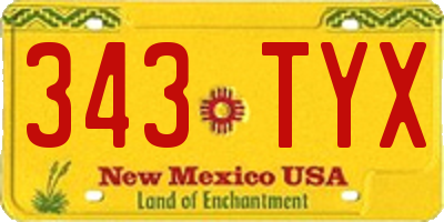 NM license plate 343TYX