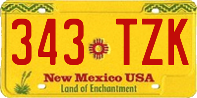 NM license plate 343TZK