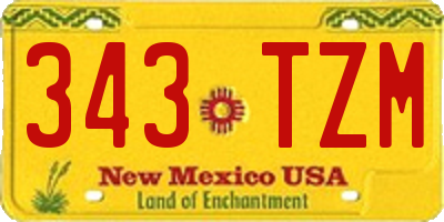 NM license plate 343TZM